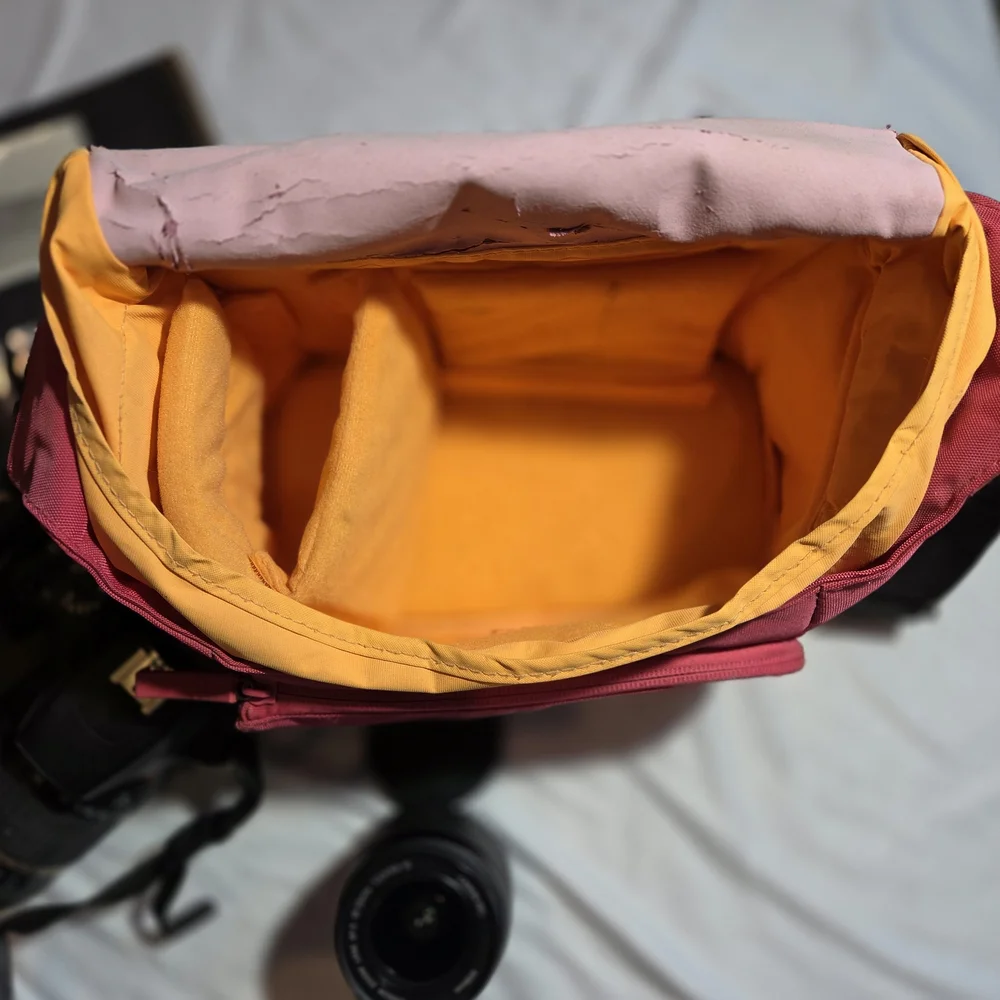 Camera Shoulder Bag Bright Pink And Orange